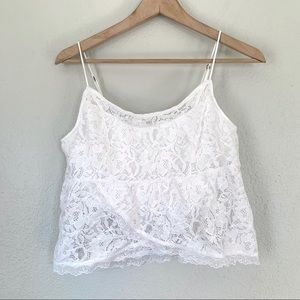 NEW Hollister white lace crop spaghetti strap top